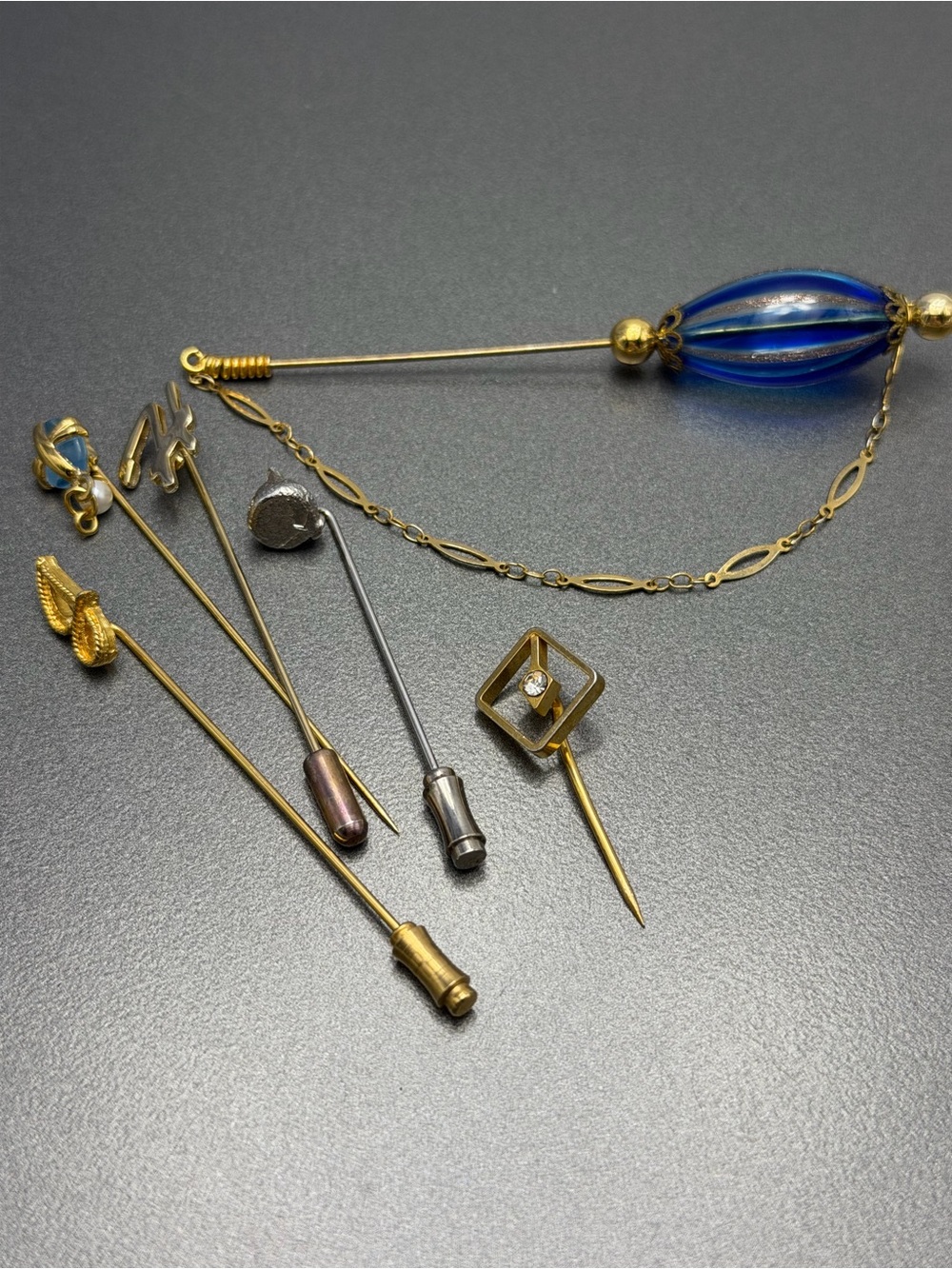 💕2/$20 Vintage Gold and Blue Stick Pins lot